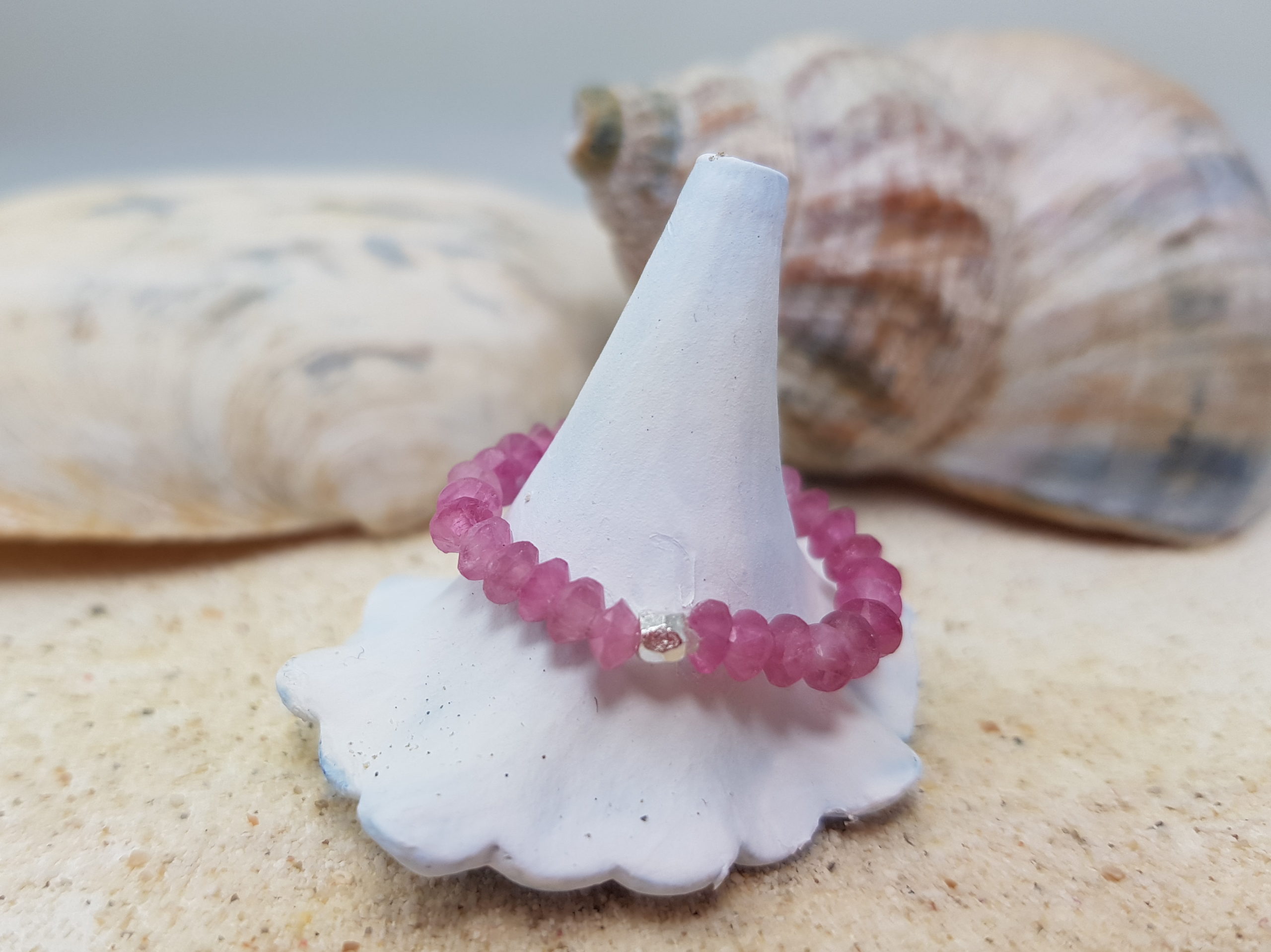 Edelstein Perlenring Turmalin pink