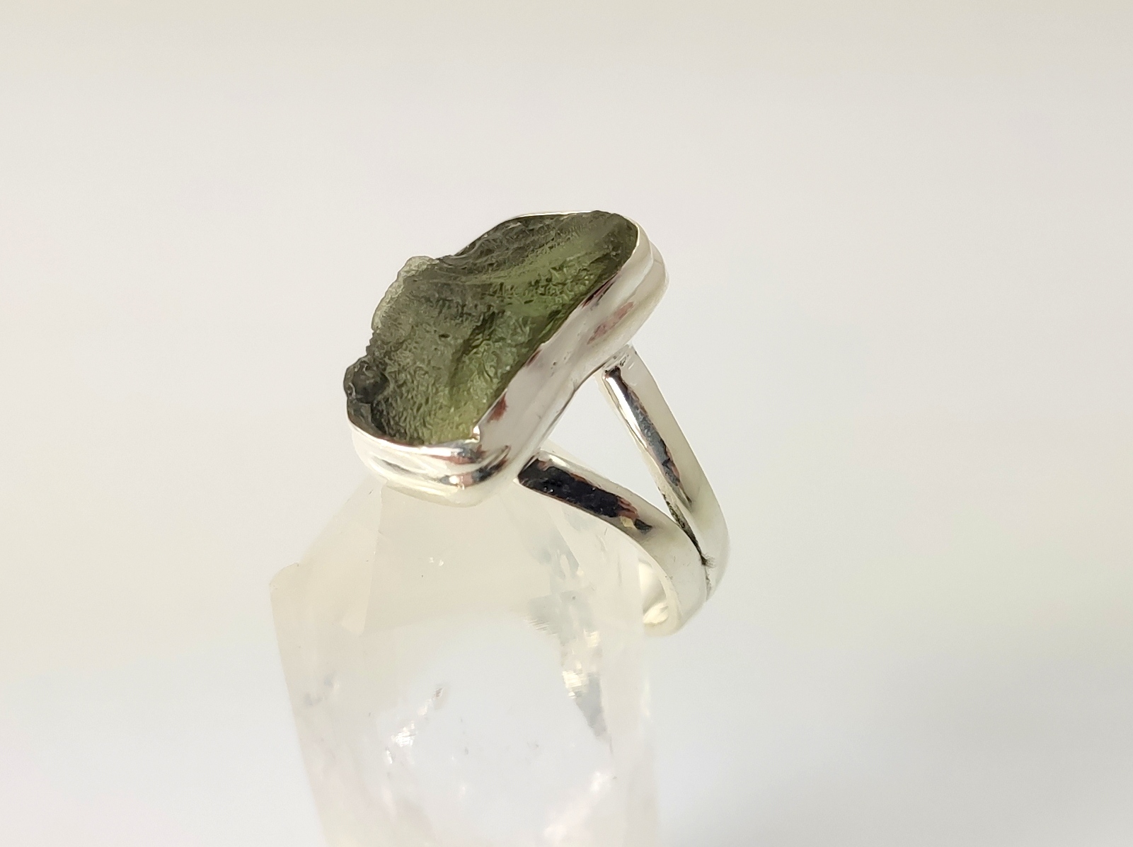 Ring Moldavite Silber