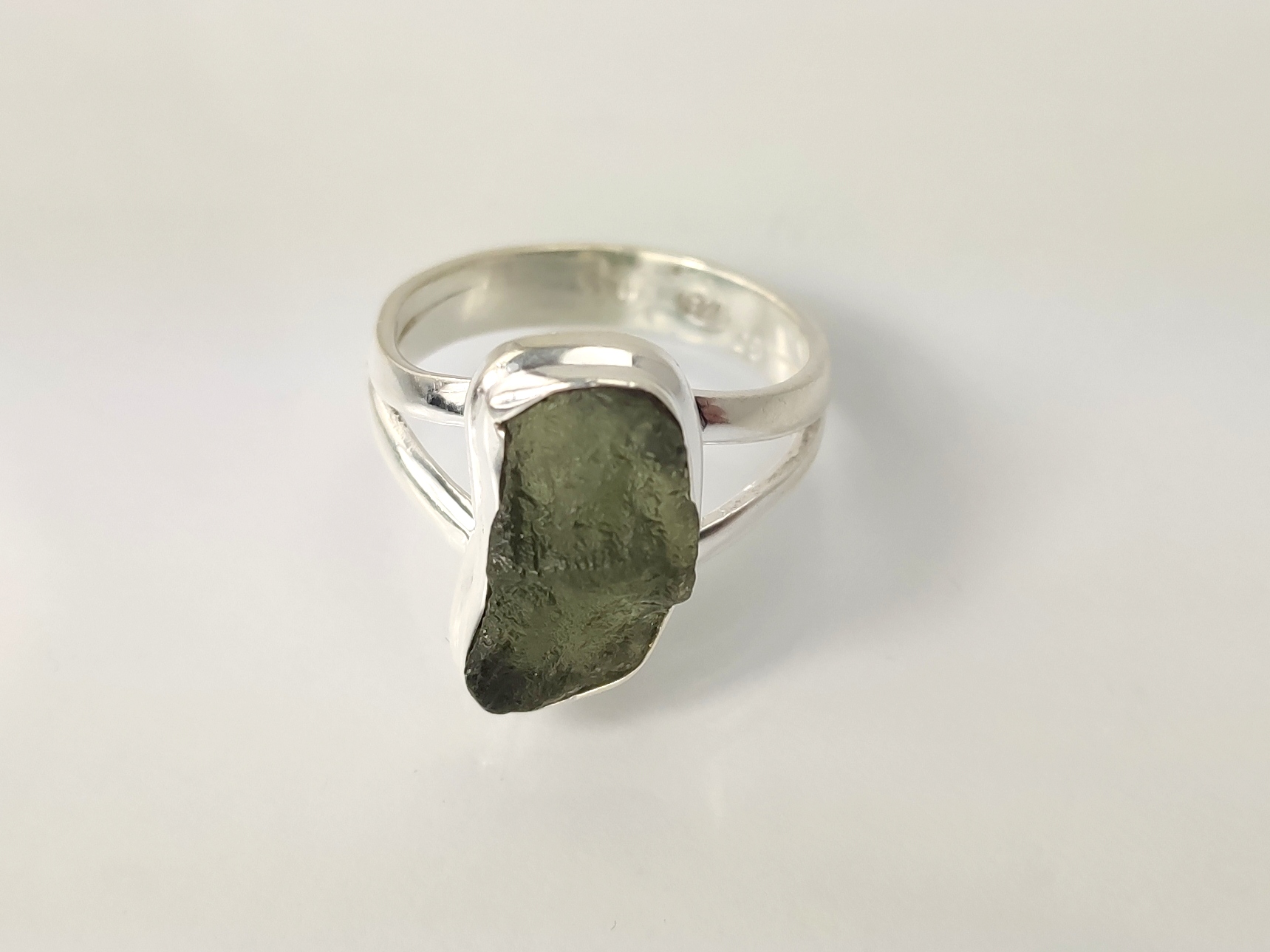 Ring Moldavite Silber