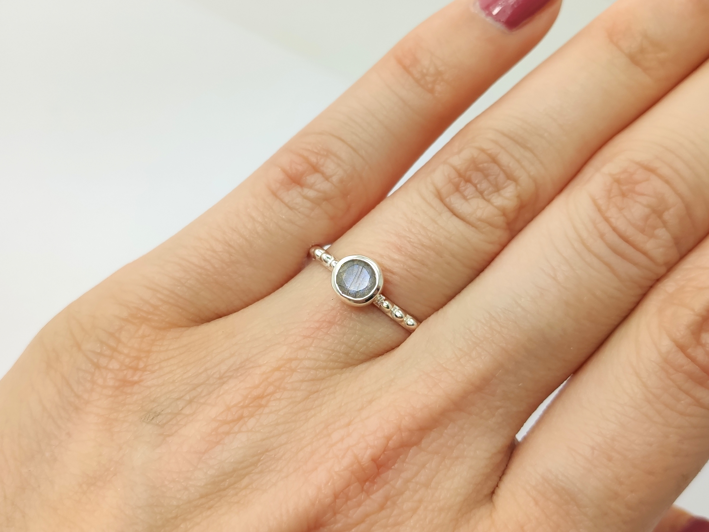 Stapelring Labradorit aus 925 Sterlingsilber