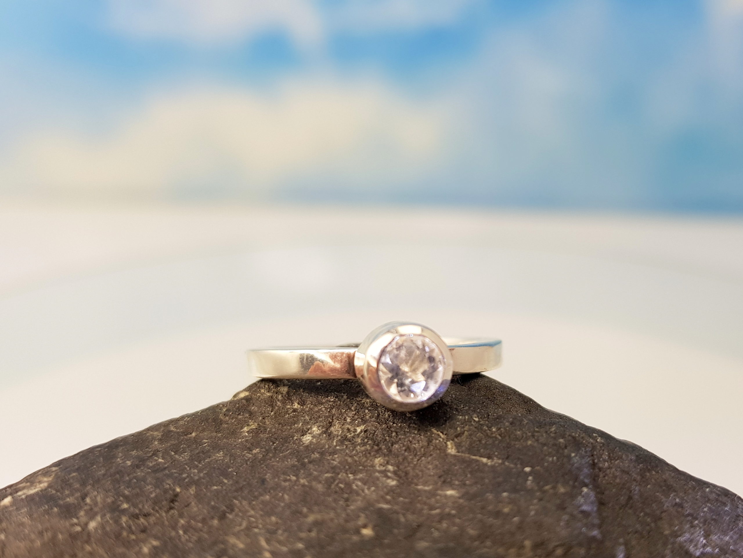 Ring Silber Bergkristall Stapelring