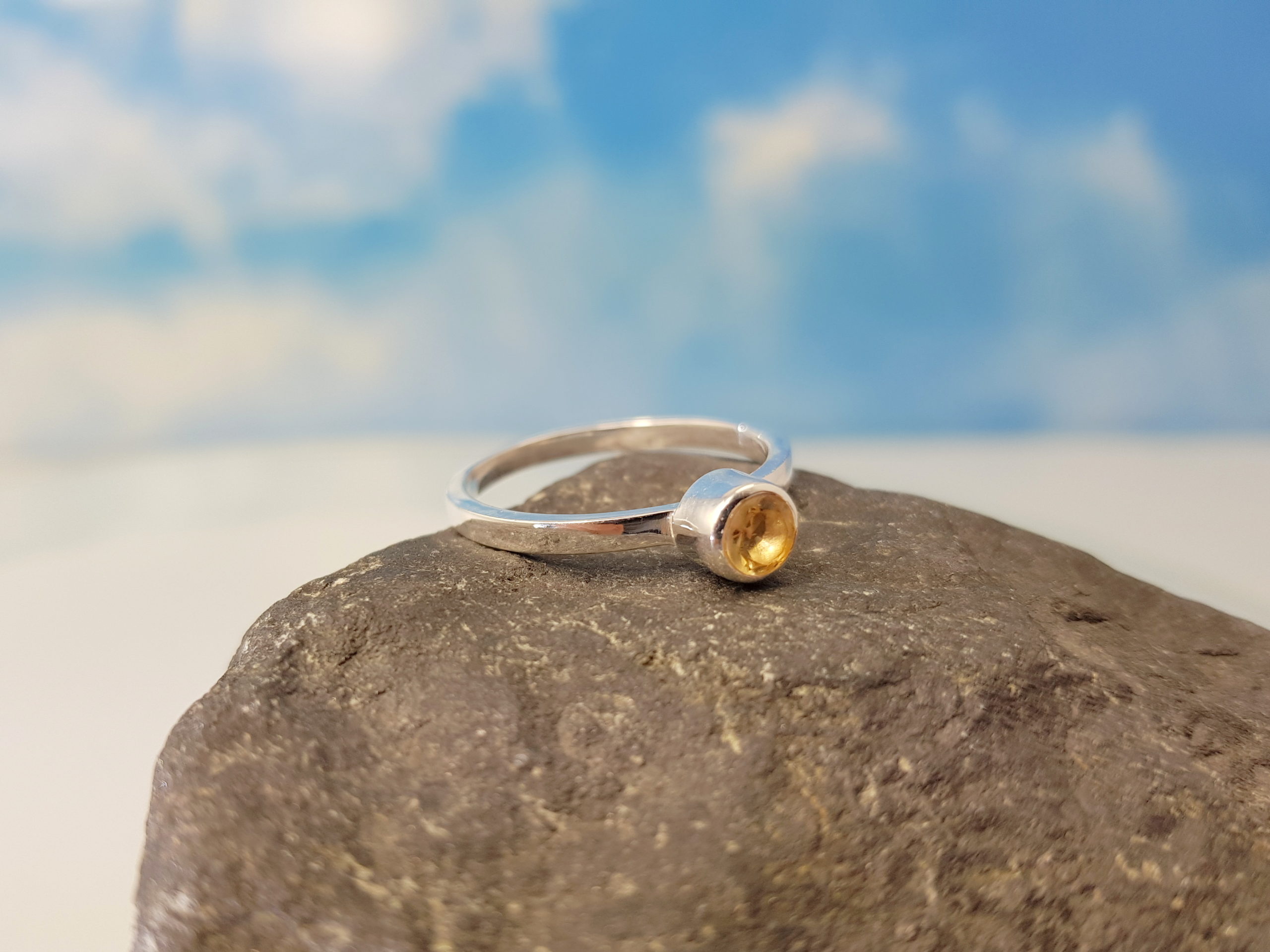 Ring Silber Citrin Stapelring