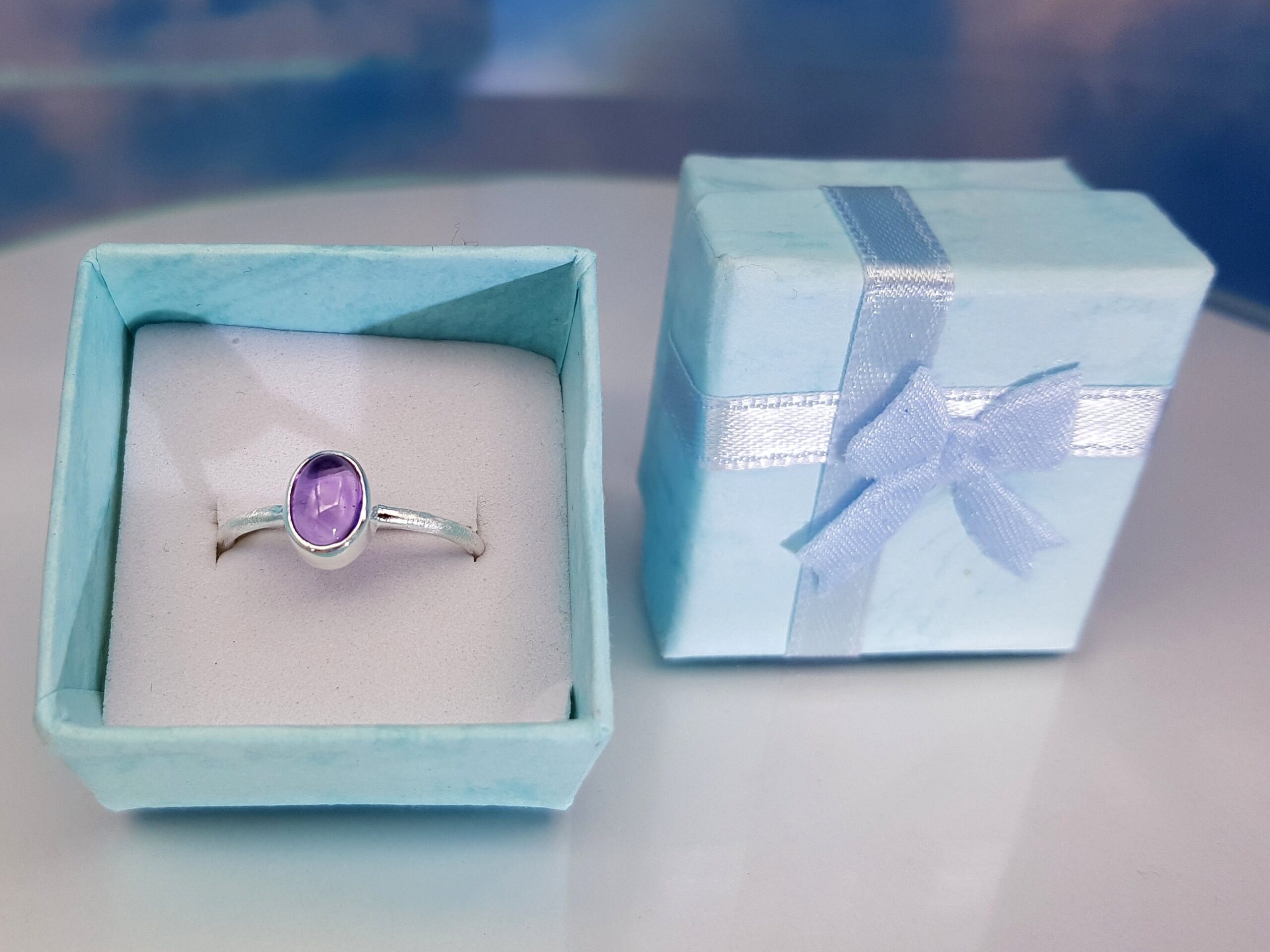 Ring Amethyst 925 Silber Cabochon