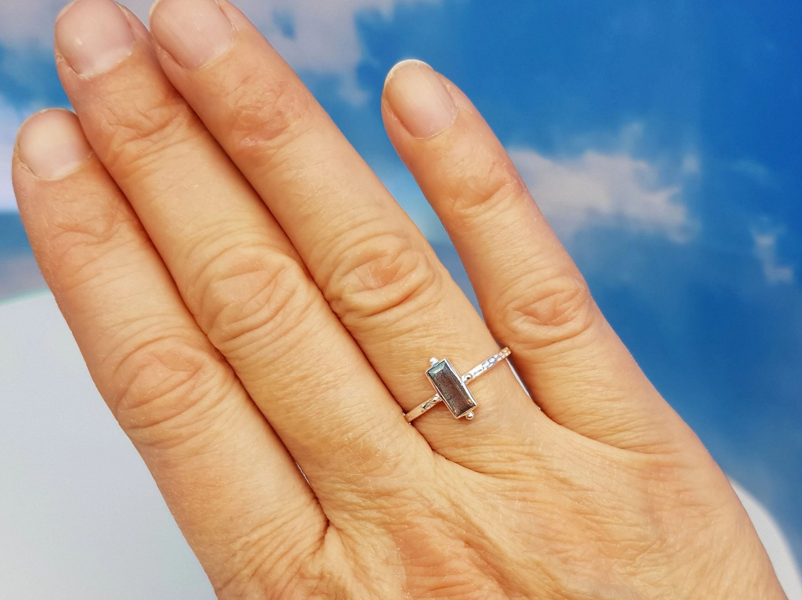 Ring Labradorit facettiert Sterlingsilber