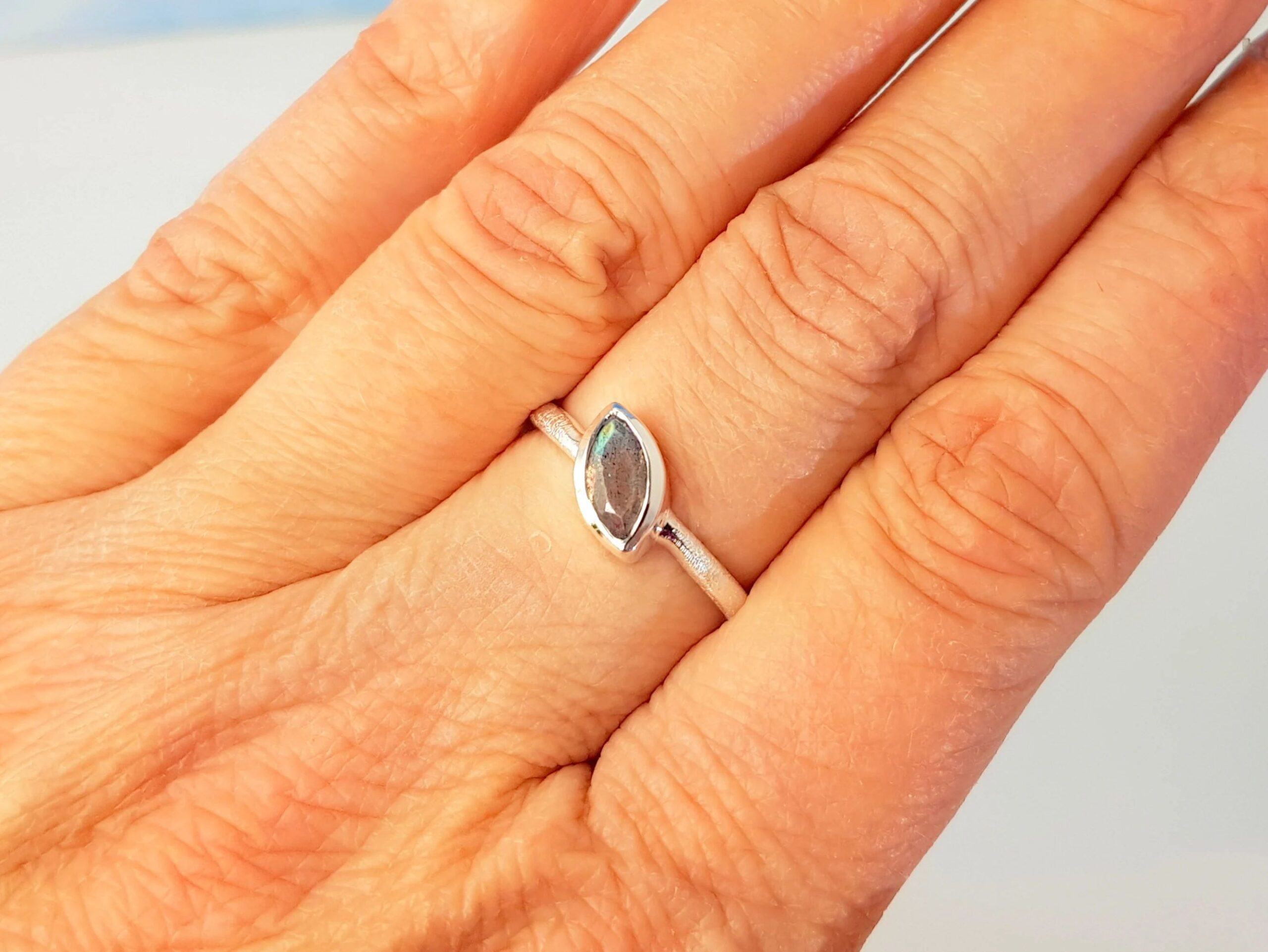 Ring Labradorit facettiert Sterlingsilber