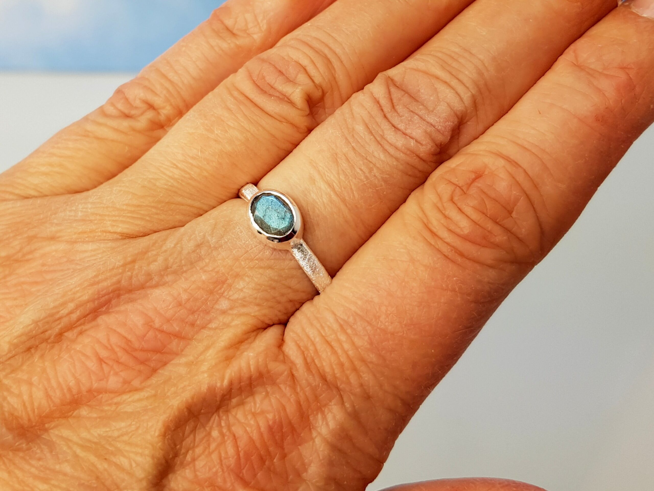Ring Labradorit facettiert Sterlingsilber