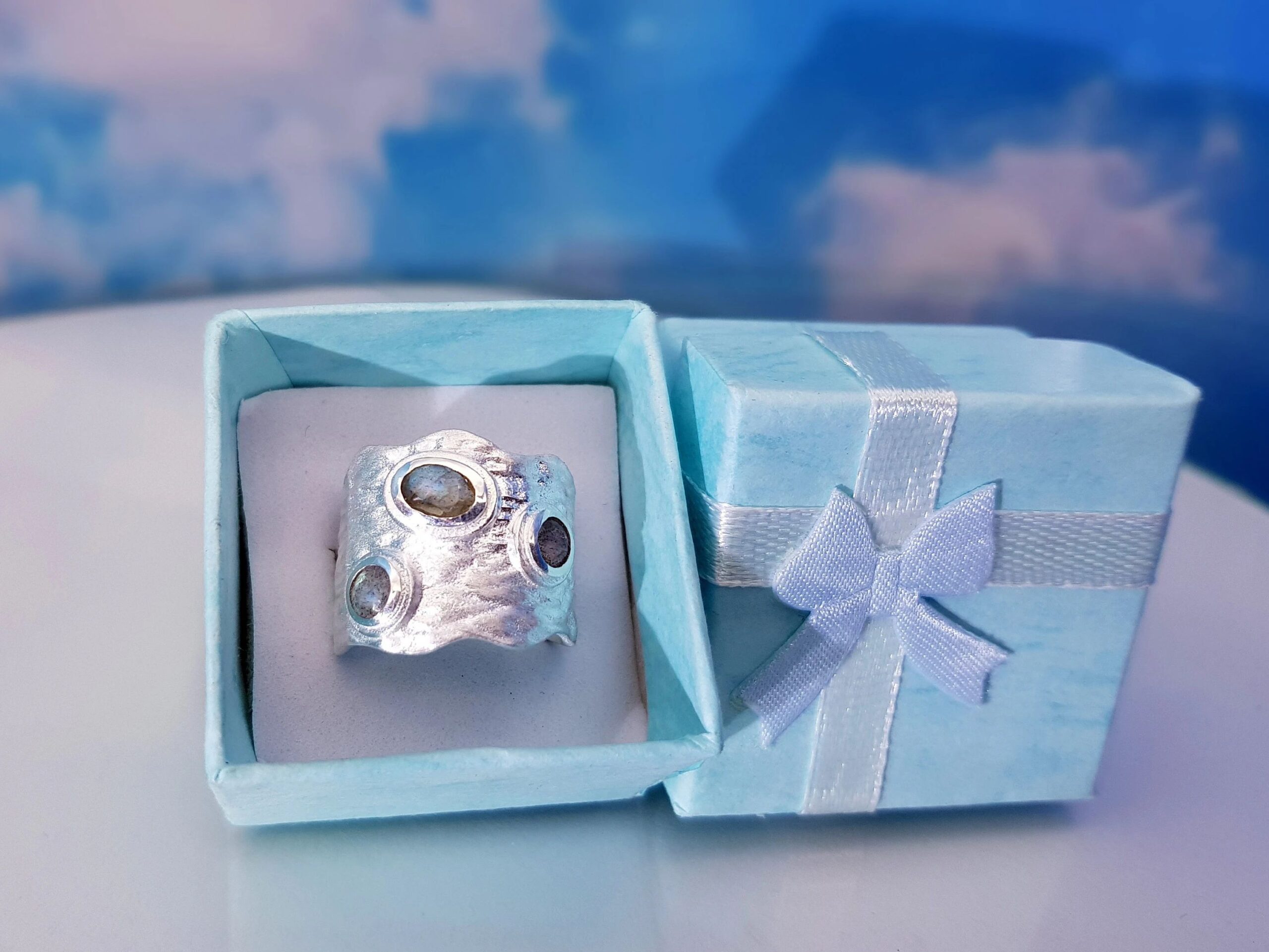 Ring Labradorit facettiert Sterlingsilber