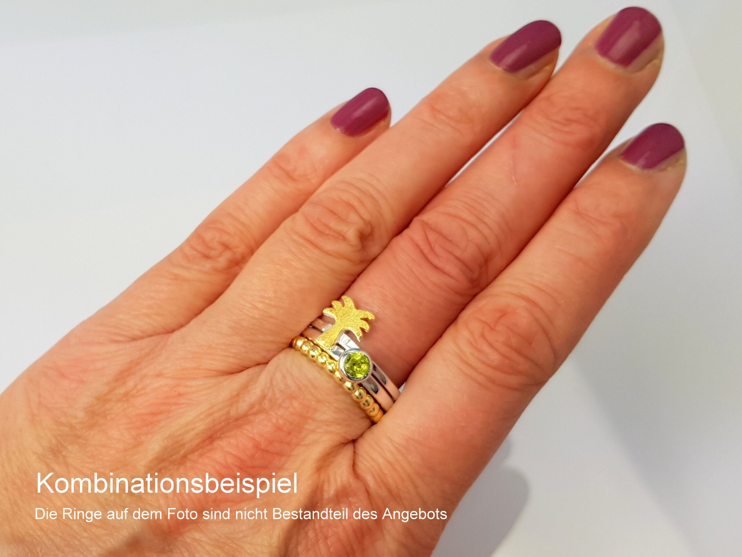 Stapelring mit facettiertem Peridot aus 925 Silber
