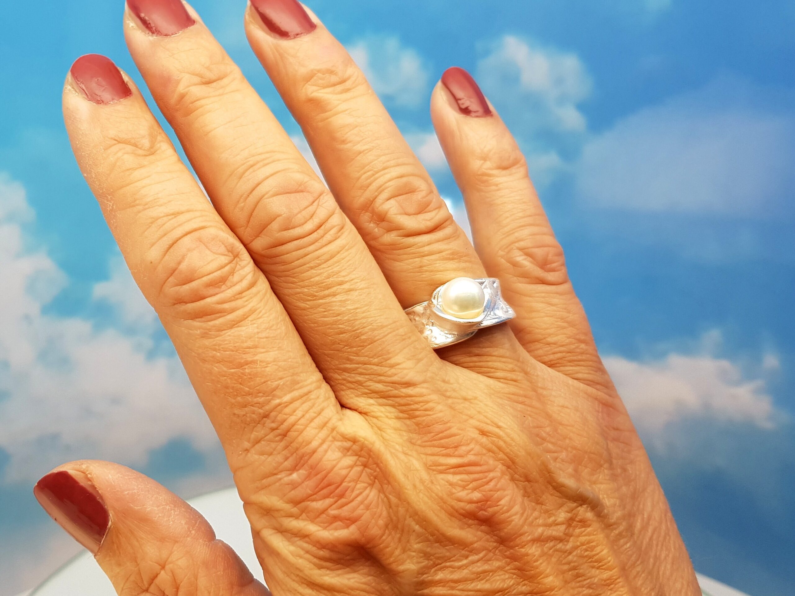 Ring echte Perle Silber