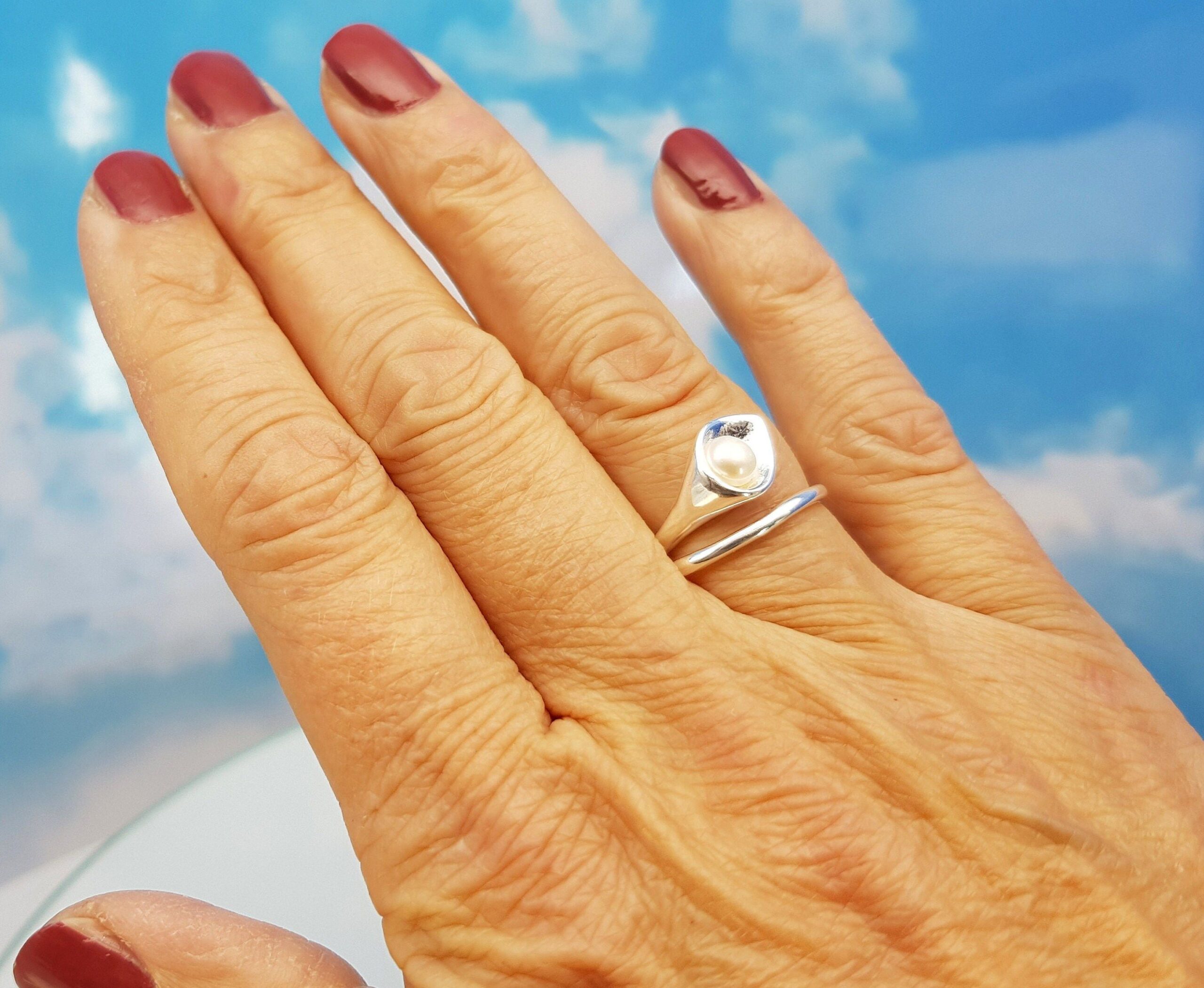 Ring echte Perle Silber