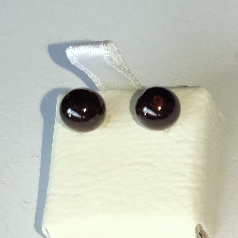 Ohrstecker Silber mit Granat 6 mm / Paar