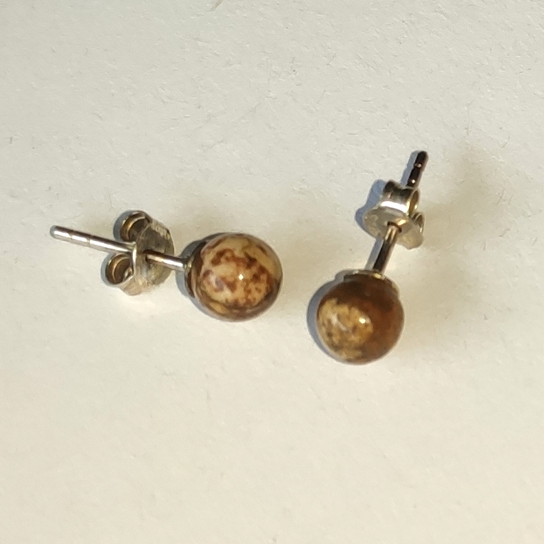 Ohrstecker Silber mit Leopardenjaspis 6 mm
